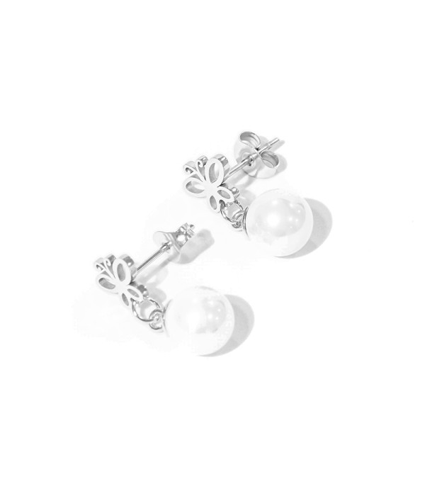 Pendientes de mariposa calada con perla colgante