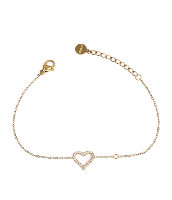 Pulsera dorada con corazón de circonitas