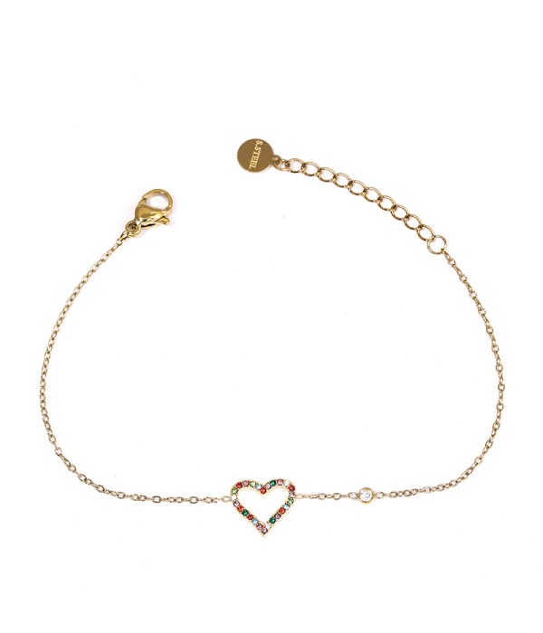 Pulsera dorada con corazón de circonitas