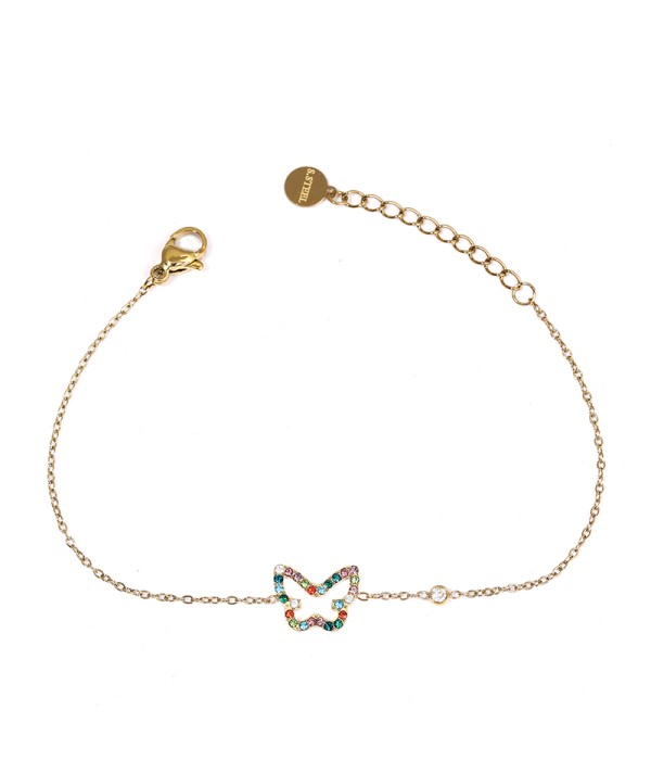 Pulsera dorada con mariposa de circonitas
