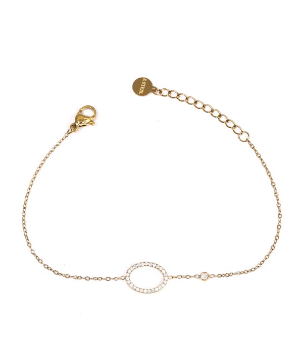 Pulsera dorada con elipse de circonitas
