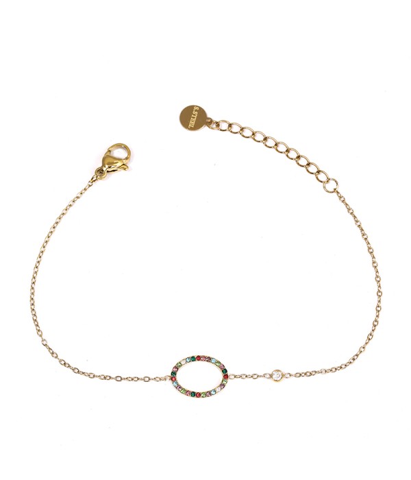Pulsera dorada con elipse de circonitas