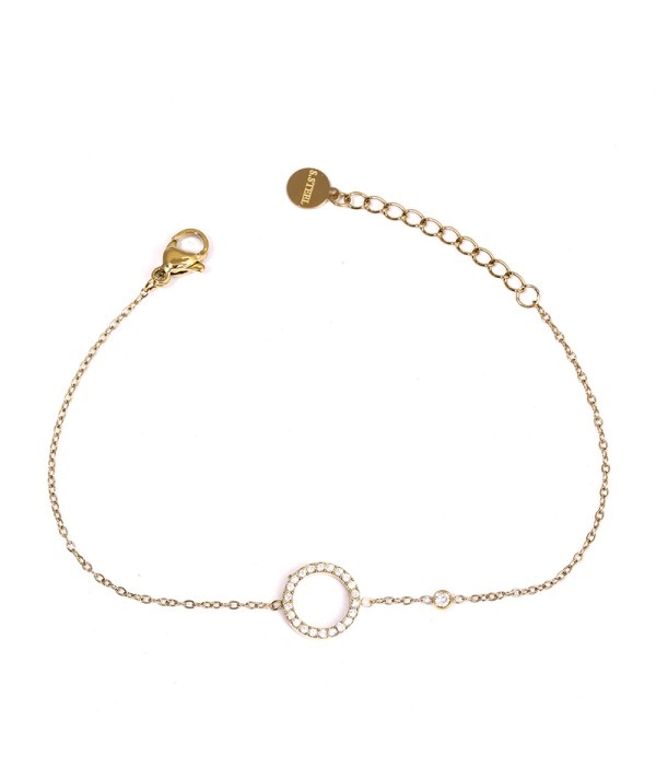 Pulsera dorada con círculo de circonitas