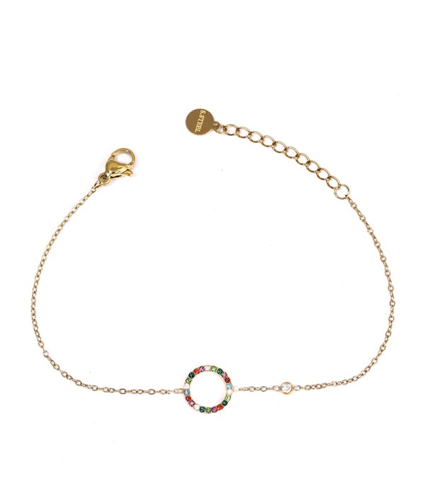 Pulsera dorada con círculo de circonitas