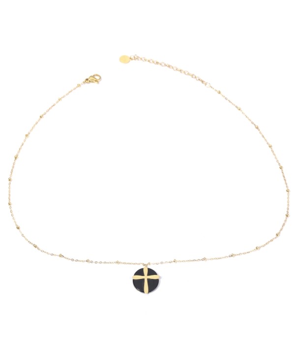 Collares doradas con cruz multicolores