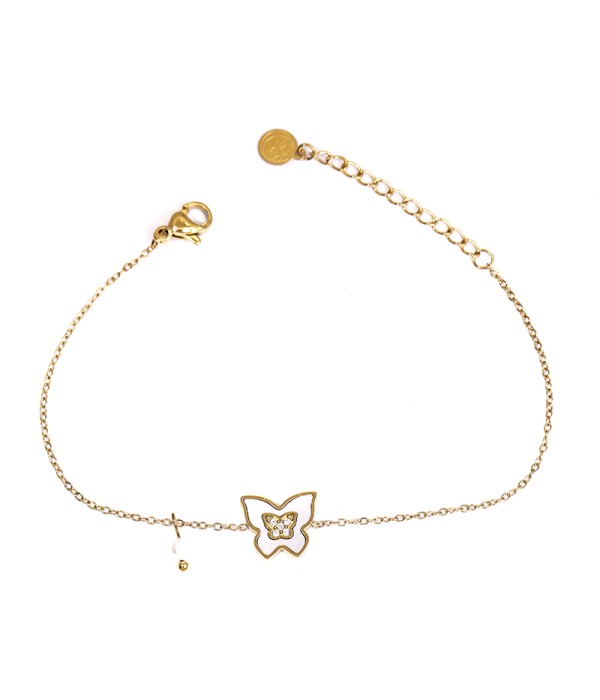 Pulsera mariposa con nácar y circonitas