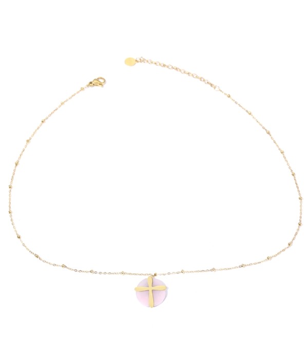 Collares doradas con cruz multicolores