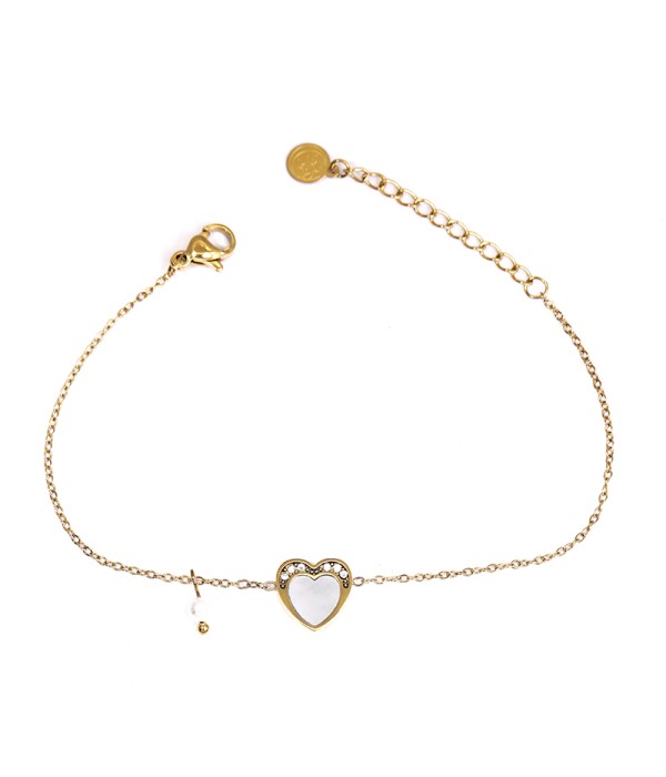 Pulsera corazón con nácar y circonitas