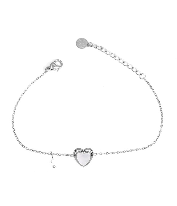 Pulsera corazón con nácar y circonitas