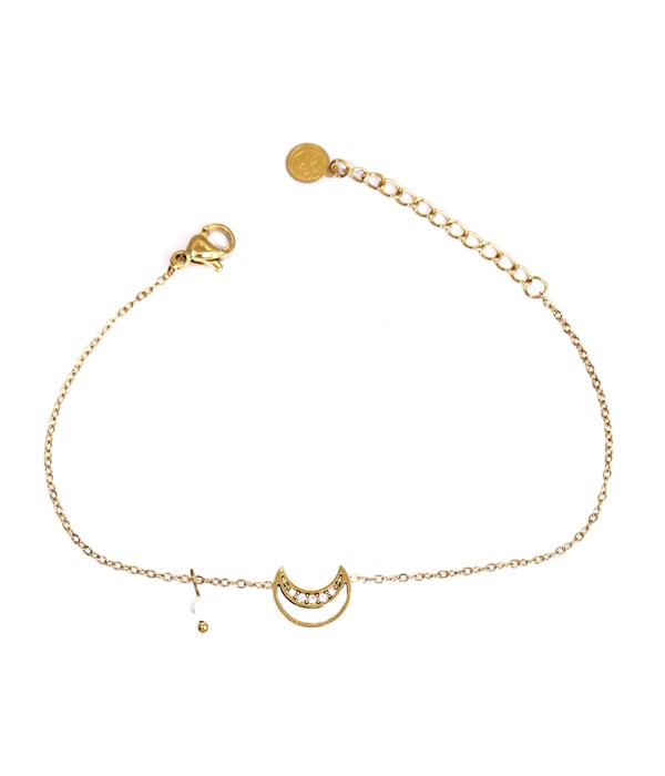 Pulsera luna con nácar y circonitas