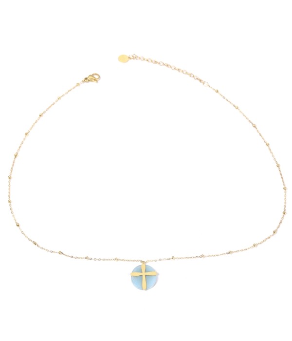 Collares doradas con cruz multicolores