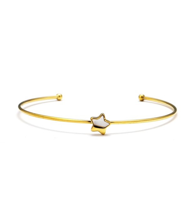Pulsera rígida dorada con central estrella