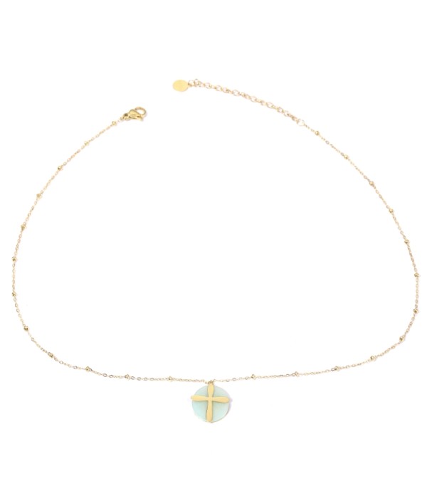 Collares doradas con cruz multicolores