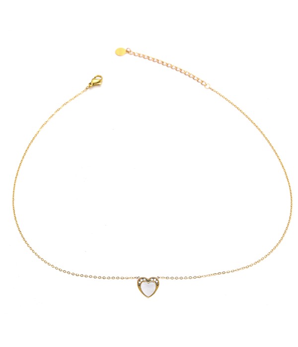 Collar corazón con nácar y circonitas