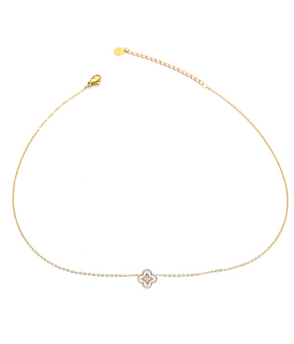 Collar trébol dorado con circonitas