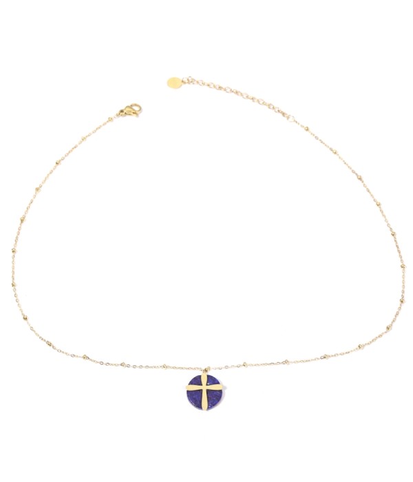 Collares doradas con cruz multicolores