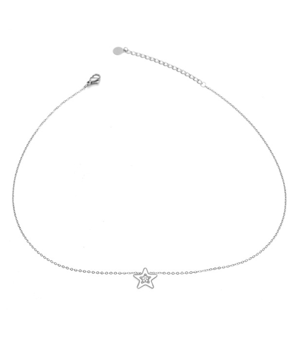 Collar estrella plateada con circonitas