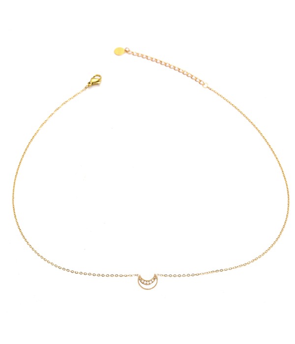 Collar luna dorada con circonitas