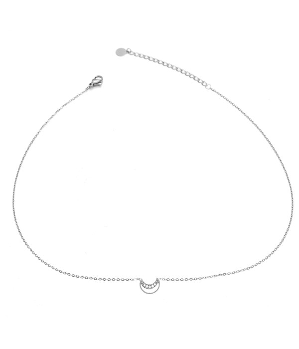 Collar luna plateada con circonitas