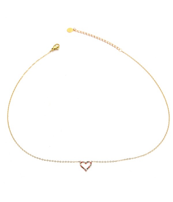 Collar dorado corazón con circonitas