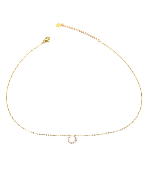 Collar dorado círculo con circonitas