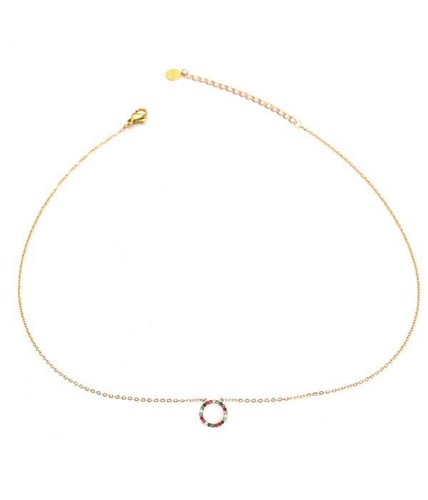 Collar dorado círculo con circonitas