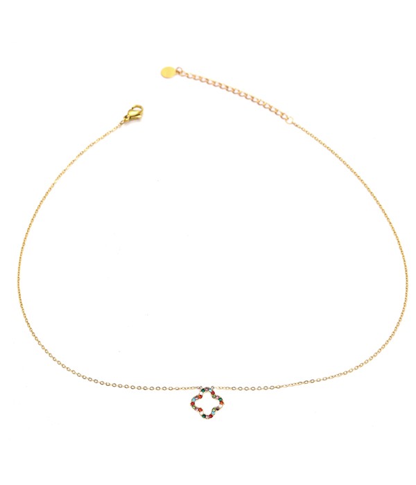 Collar dorado trébol con circonitas