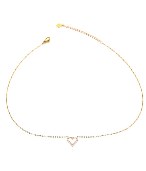 Collar dorado corazón con circonitas