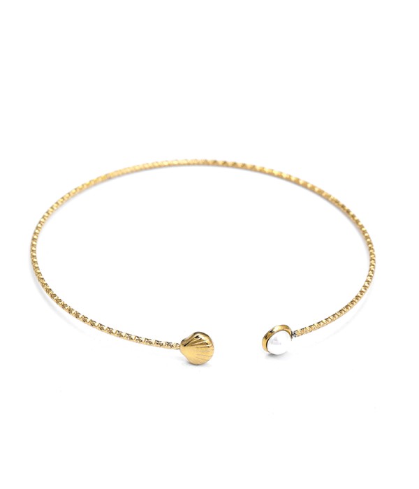 Pulsera rígida con concha y perla