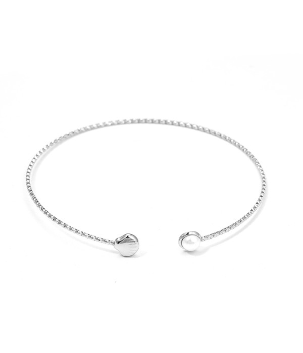 Pulsera rígida con concha y perla