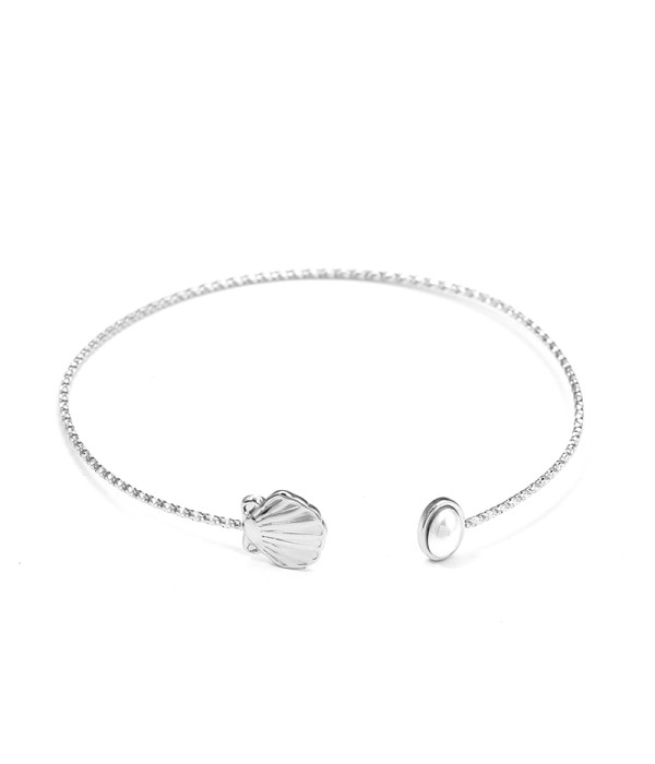 Pulsera rígida con concha grande y perla