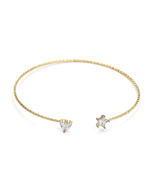 Pulsera rígida con corazones de circonita