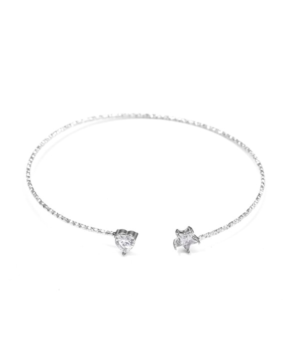 Pulsera rígida con corazones de circonita