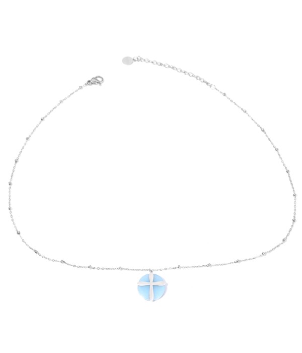 Collares plateados con cruz multicolores