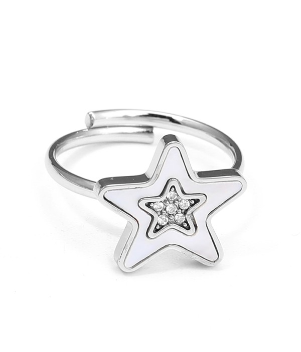 Anillo estrella esmaltada con circonitas