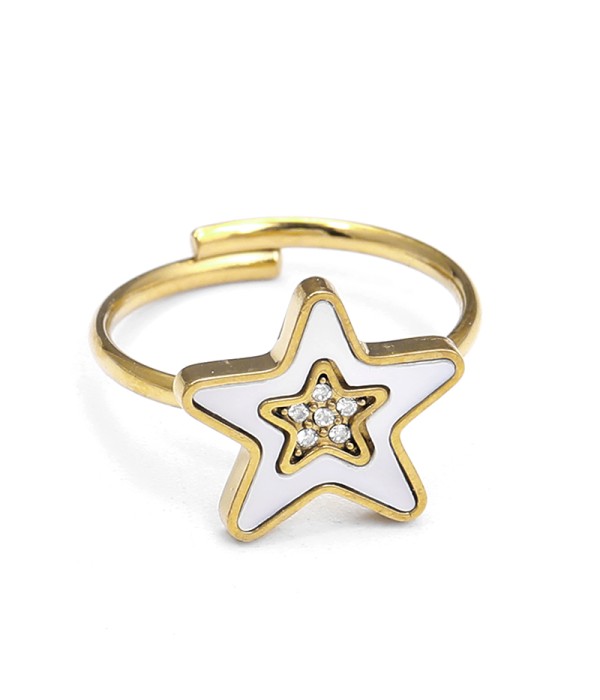 Anillo estrella esmaltada con circonitas