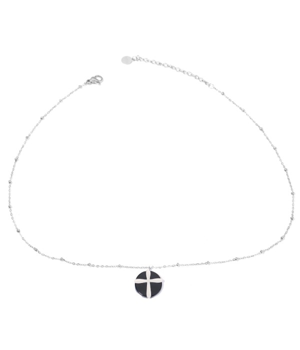 Collares plateados con cruz multicolores
