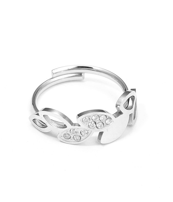 Anillo de hoja con circonitas