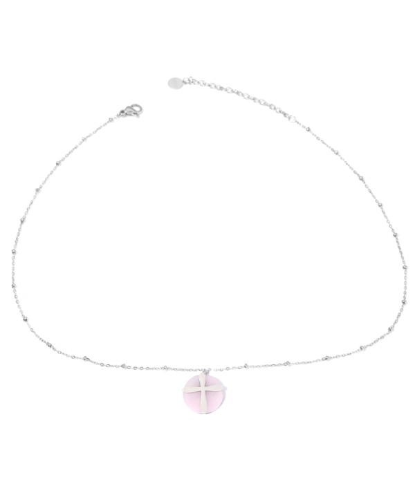 Collares plateados con cruz multicolores