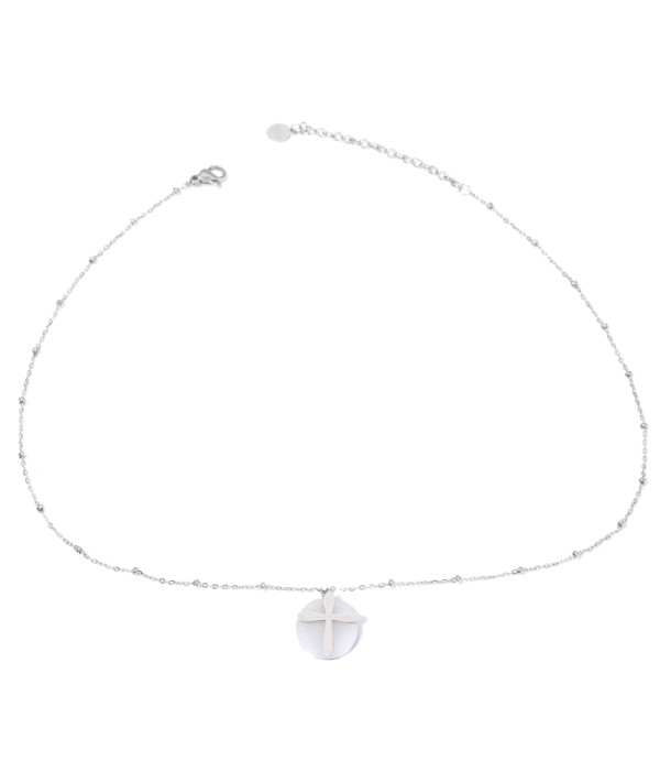 Collares plateados con cruz multicolores