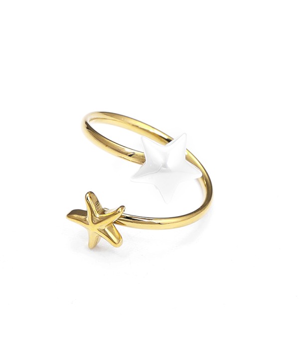 Anillo dorado abierto con doble estrella