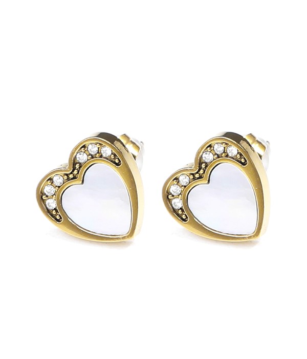 Pendientes corazón de nácar con circonitas