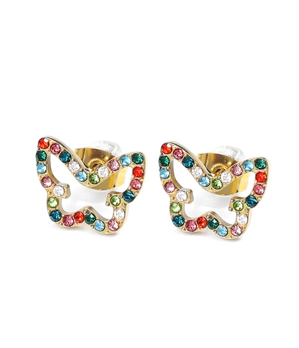 Pendientes mariposa con circonitas multicolores