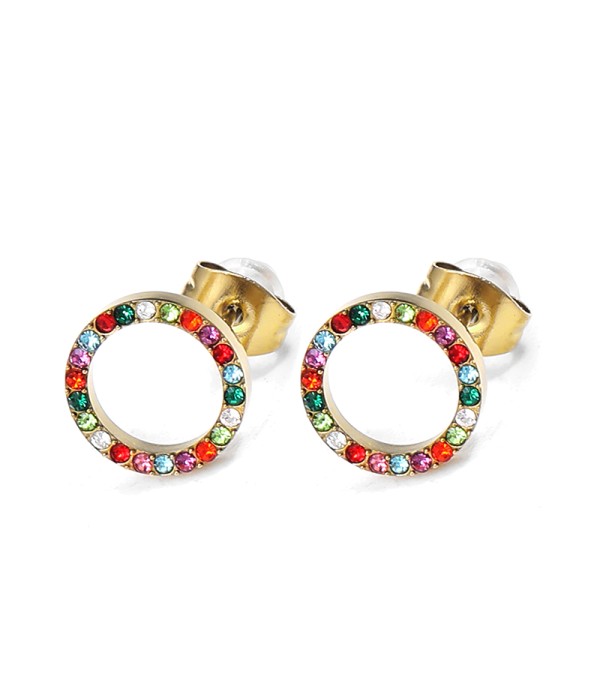 Pendientes círculo de circonitas multicolores