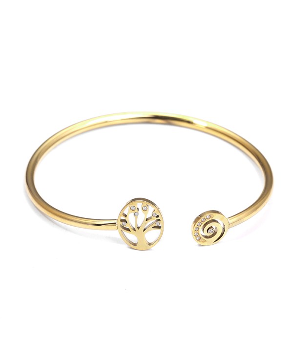 Pulsera rígida con Árbol de la Vida y espiral brillante