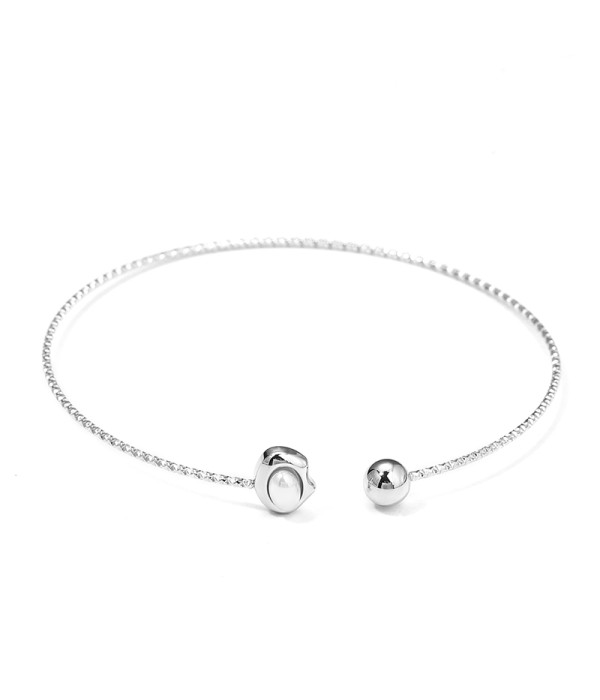 Pulsera rígida con detalle de ojo y bola pulida 2