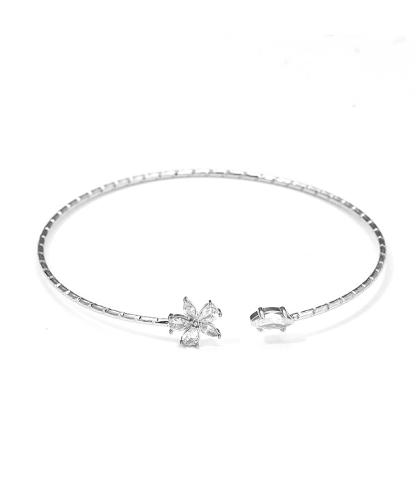 Pulsera rígida con flor de circonitas 2