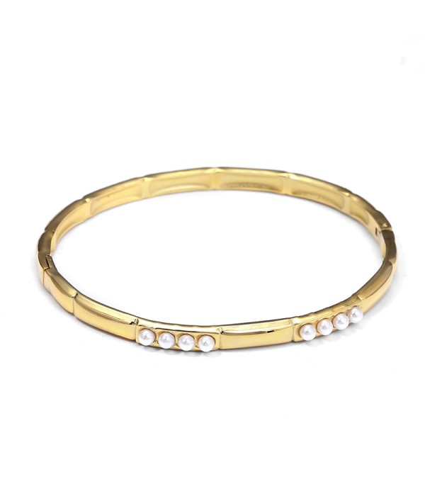 Pulsera rígida con incrustaciones de perlas