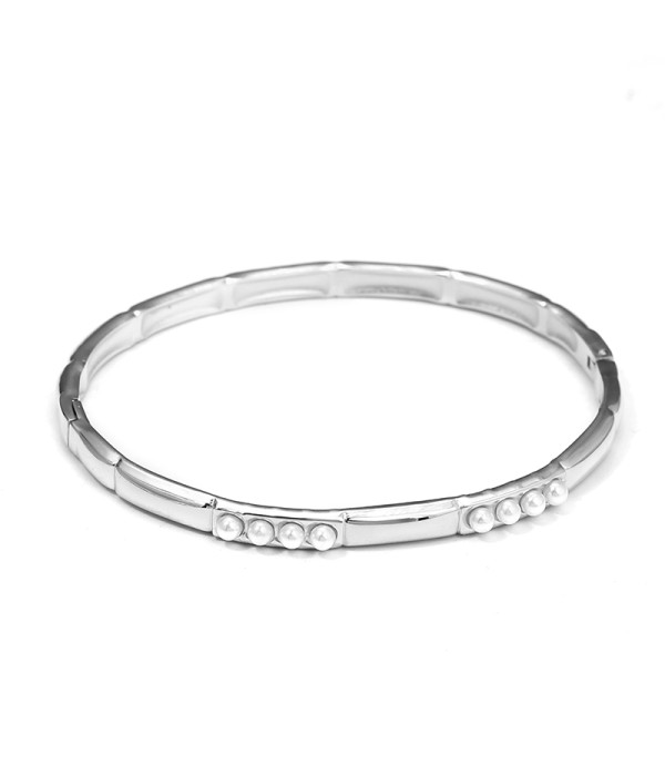 Pulsera rígida con incrustaciones de perlas