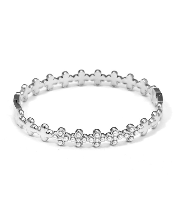 Pulsera rígida con flores de perlas incrustadas